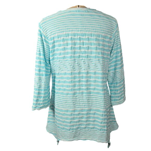 LuLu-B Womens XL Striped Tunic Asymmetrical Hem Coastal Restort Beach Vacation - Picture 4 of 10
